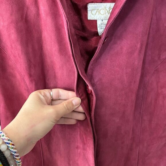 Elegant Burgundy Women's Jacket 100% goat suede size small - Picture 4 of 8
